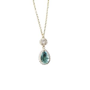 Elegant Gold and Aquamarine Pendant Necklace